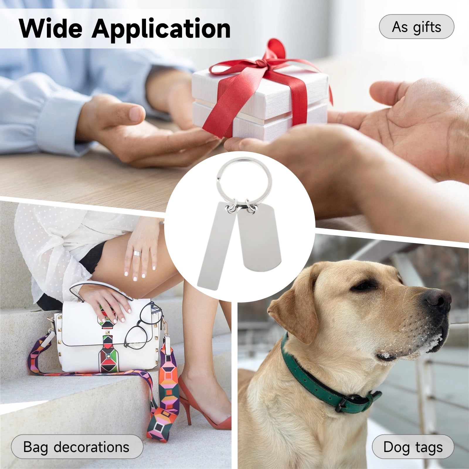 30 PCS plaques rondes à graver en acier inoxydable, médailles vierges pour chien avec trou, étiquettes métal polies avec anneaux porte-clés, pour gravure, bracelet, bijoux