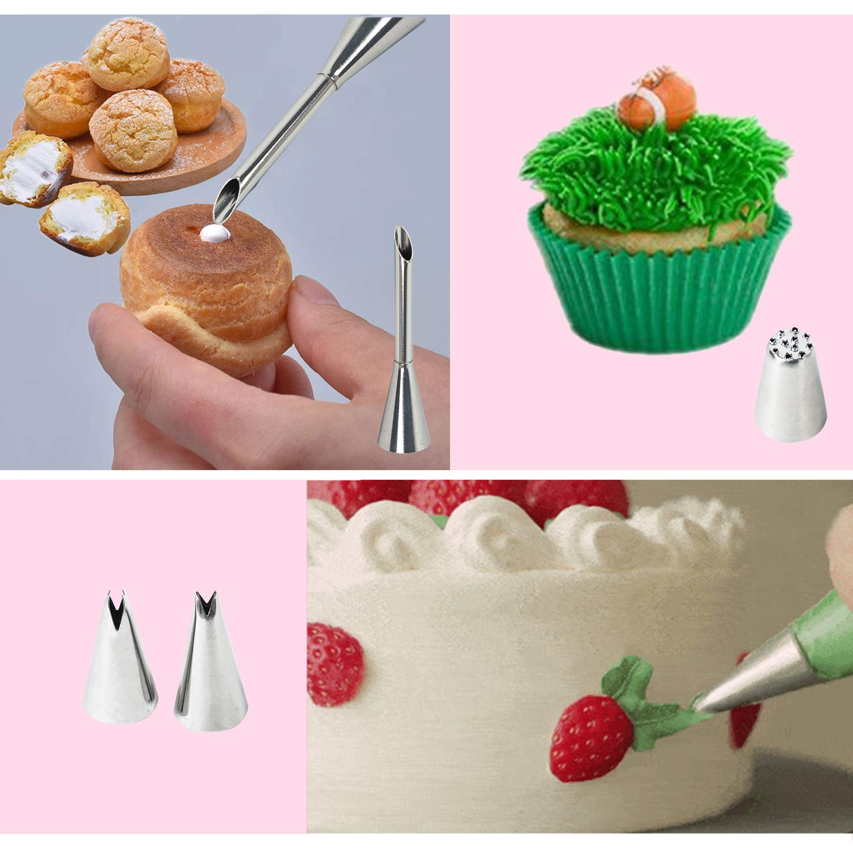 146-teiliges Kuchendekorationsset, nummerierte Spritztüllen, russisch-koreanische Blätter, Gras, Creampuff-Düsen, Spatel, Schaber, Halter, Kupplungen, Fondantformen, Spritzbeutel, Backen für Begi
