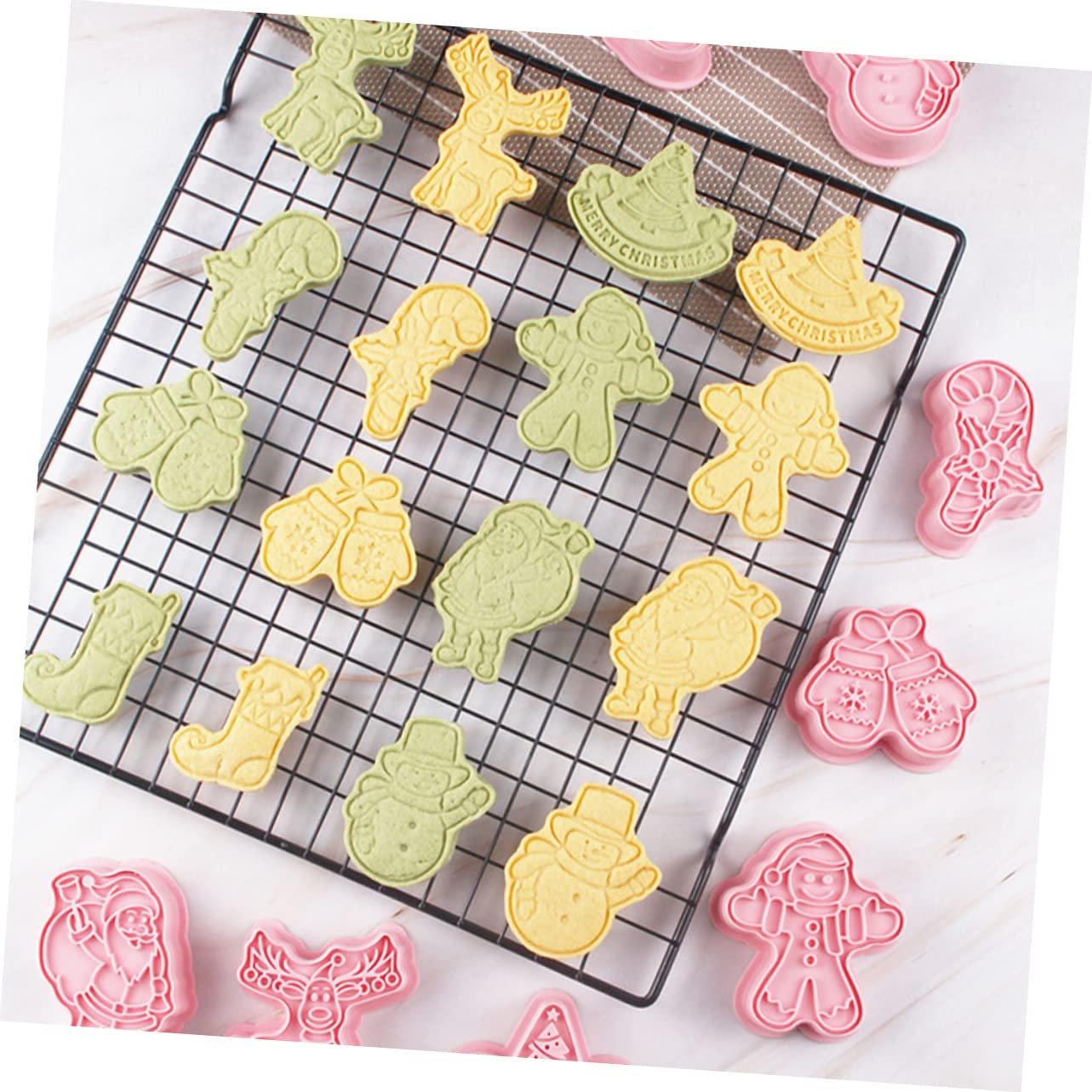 Cabilock 5 Juegos Molde De Galletas Decoraciones De Pastel De Galletas Equipo Navidad Pequeños Cortadores De Galletas Oro Cortador De Galletas De Caldero Día Festivo Rosa Páginas 8 Uds * 5