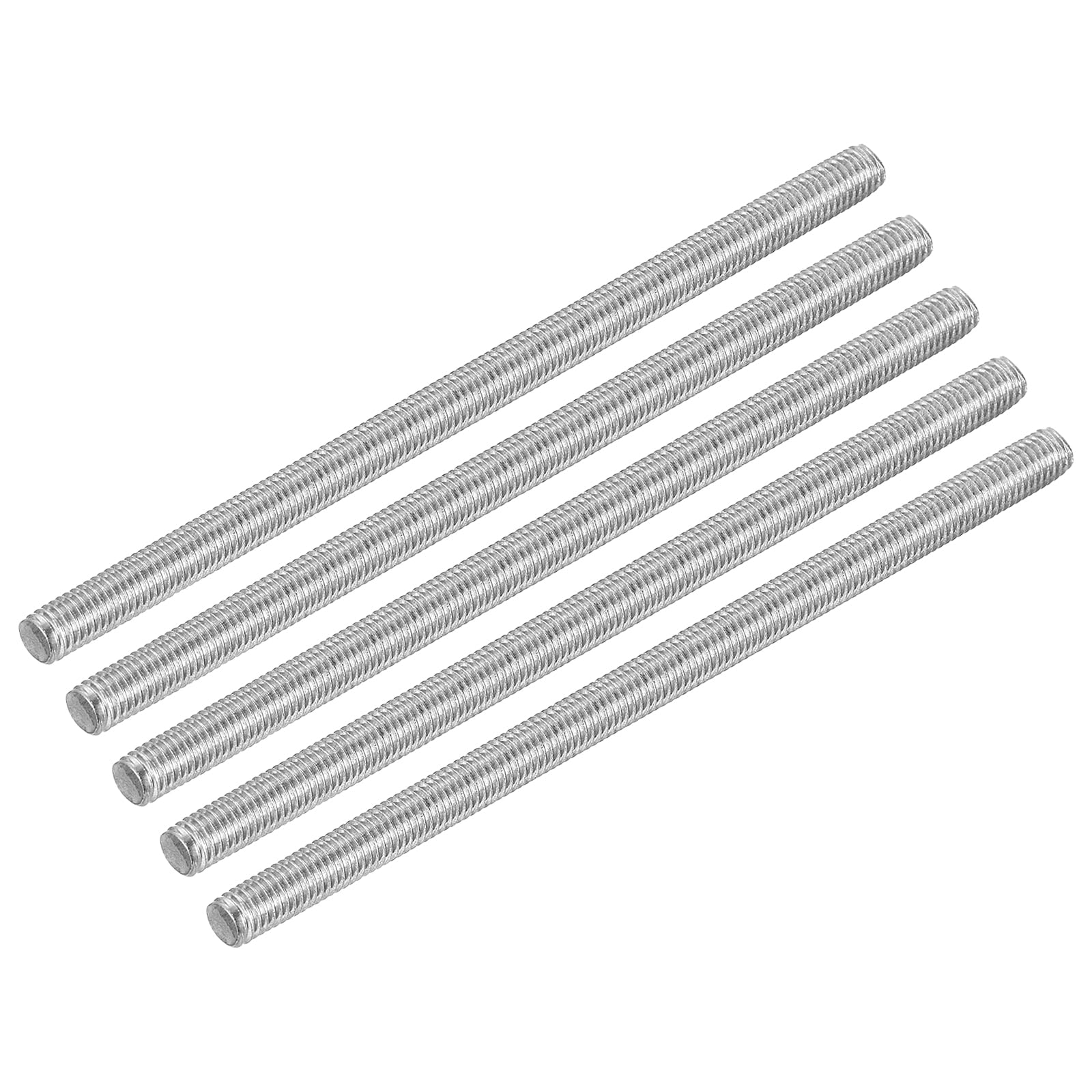 uxcell 10Pcs M5 x 100mm Fully Threaded Rod 304 Stainless Steel Right Hand Threads Bar Studs for Anchors Bolts, Clamps, Hangers and U-Bolts, 0.8 Thread