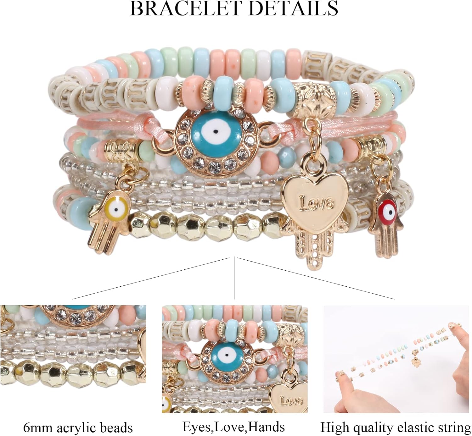 Bracelets Bohe Multilayer Chain Tassel Stackable Charm Stretch Statement Bracelet Set image 3