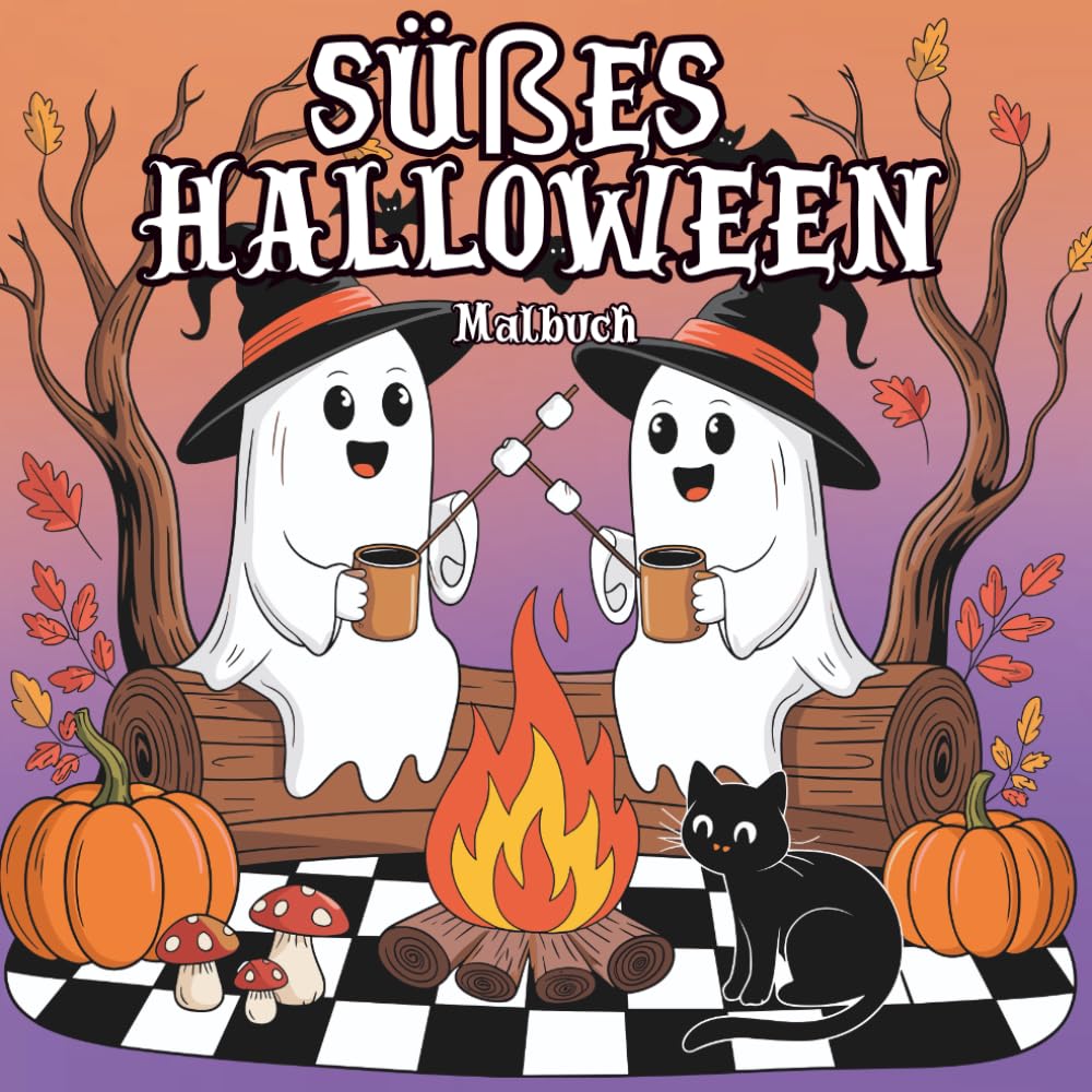 Süßes Halloween: Malbuch für Erwachsene & Kinder – Spooky-süße, gemütliche Szenen zur Entspannung