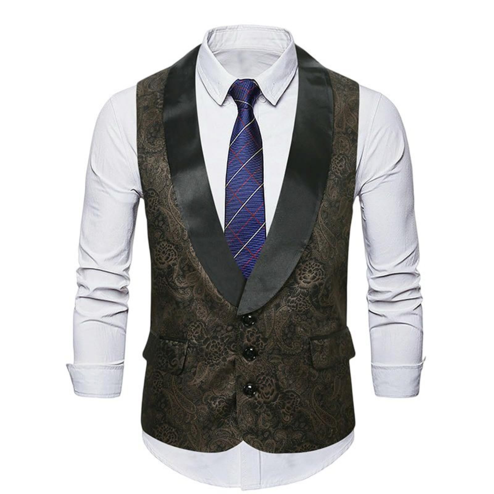 FOLKFOLD Chaleco de noche elegante para hombre ideal para bodas y galas exclusivas 5