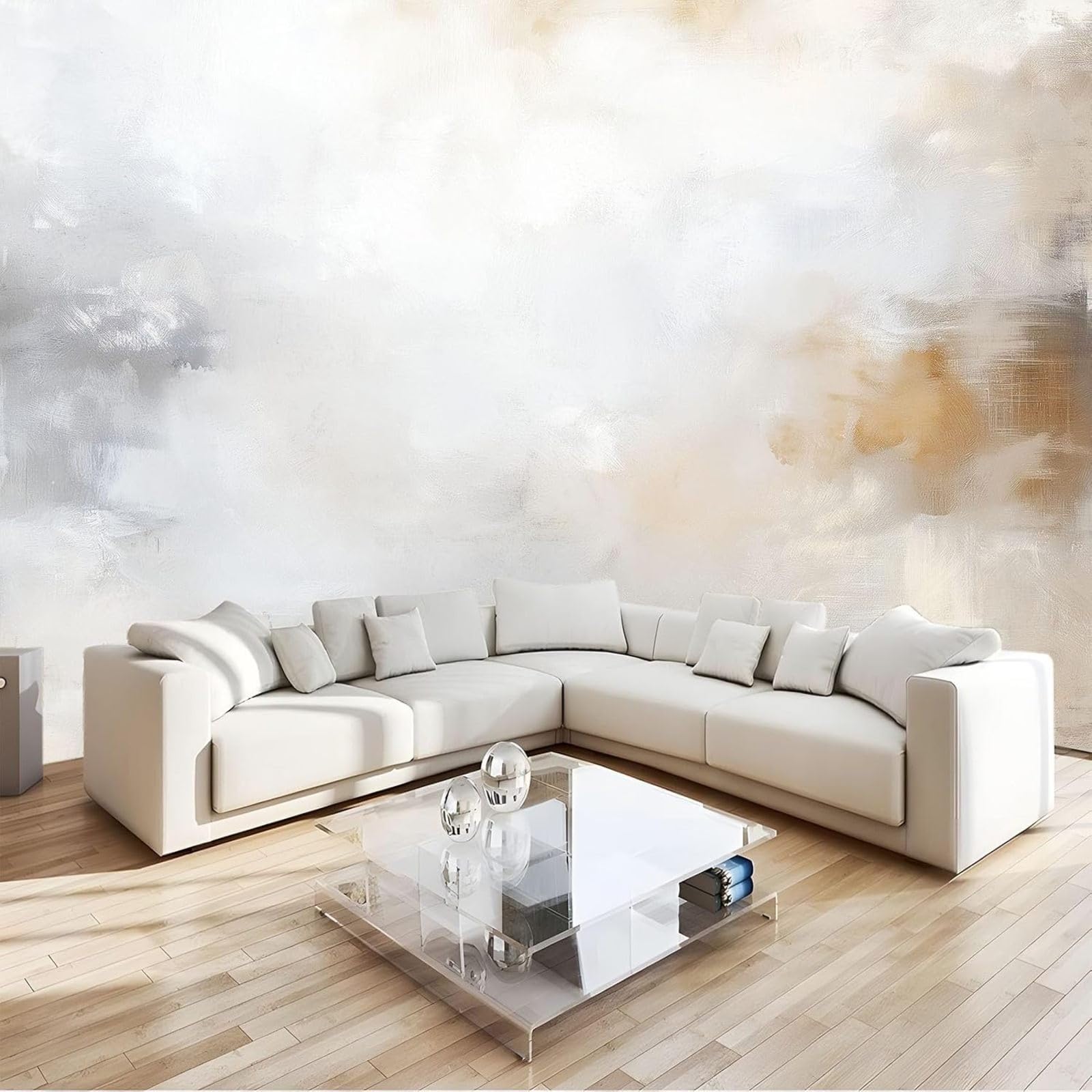 hgjdjhnf Textured Abstract Non-woven Wallpaper Modern Wall Decor Cream Living Room Bedroom 430cm x 300cm