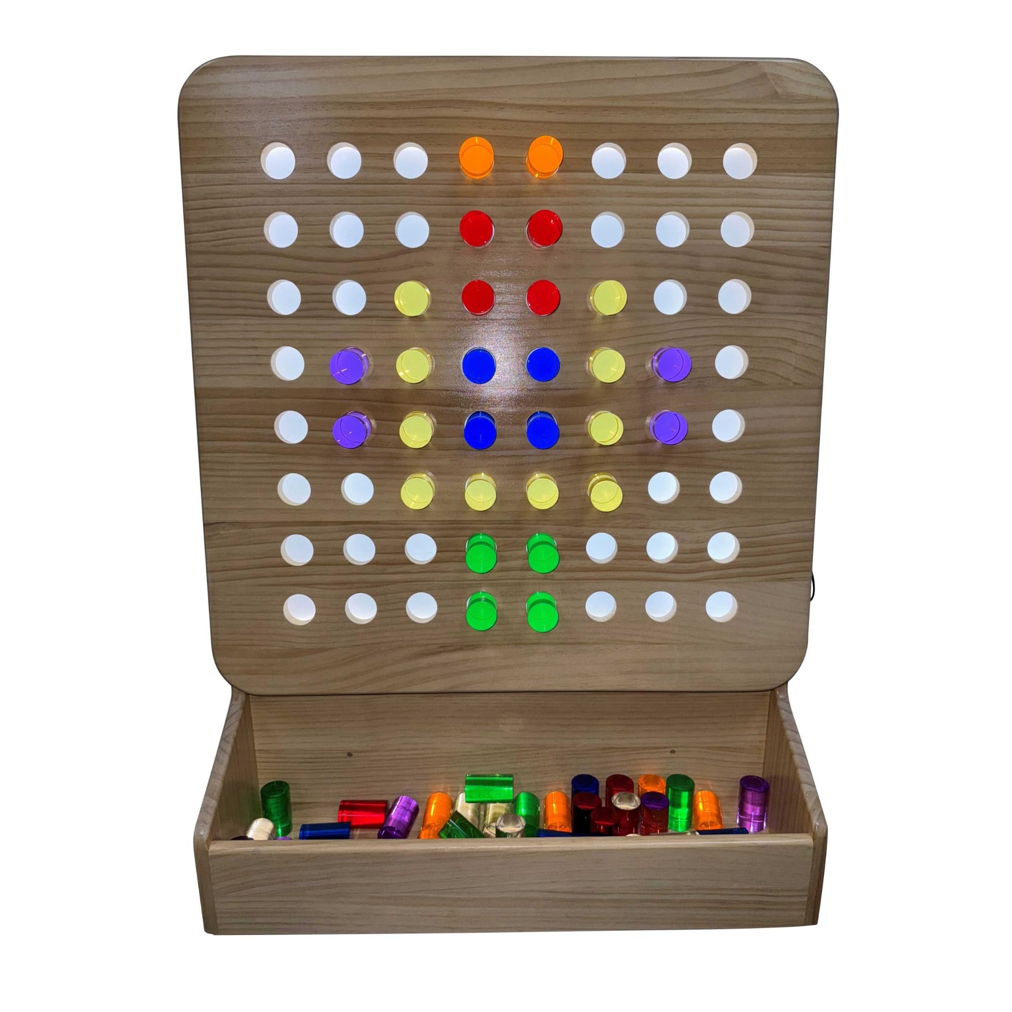 Wooden Storage Tray for Wall Hanging Light Panel, Rectangle Wood Organiser Practical Storage Accessory for Peg Board Base Panel and Toy Storing Tray for Sensory Room By Playlearn