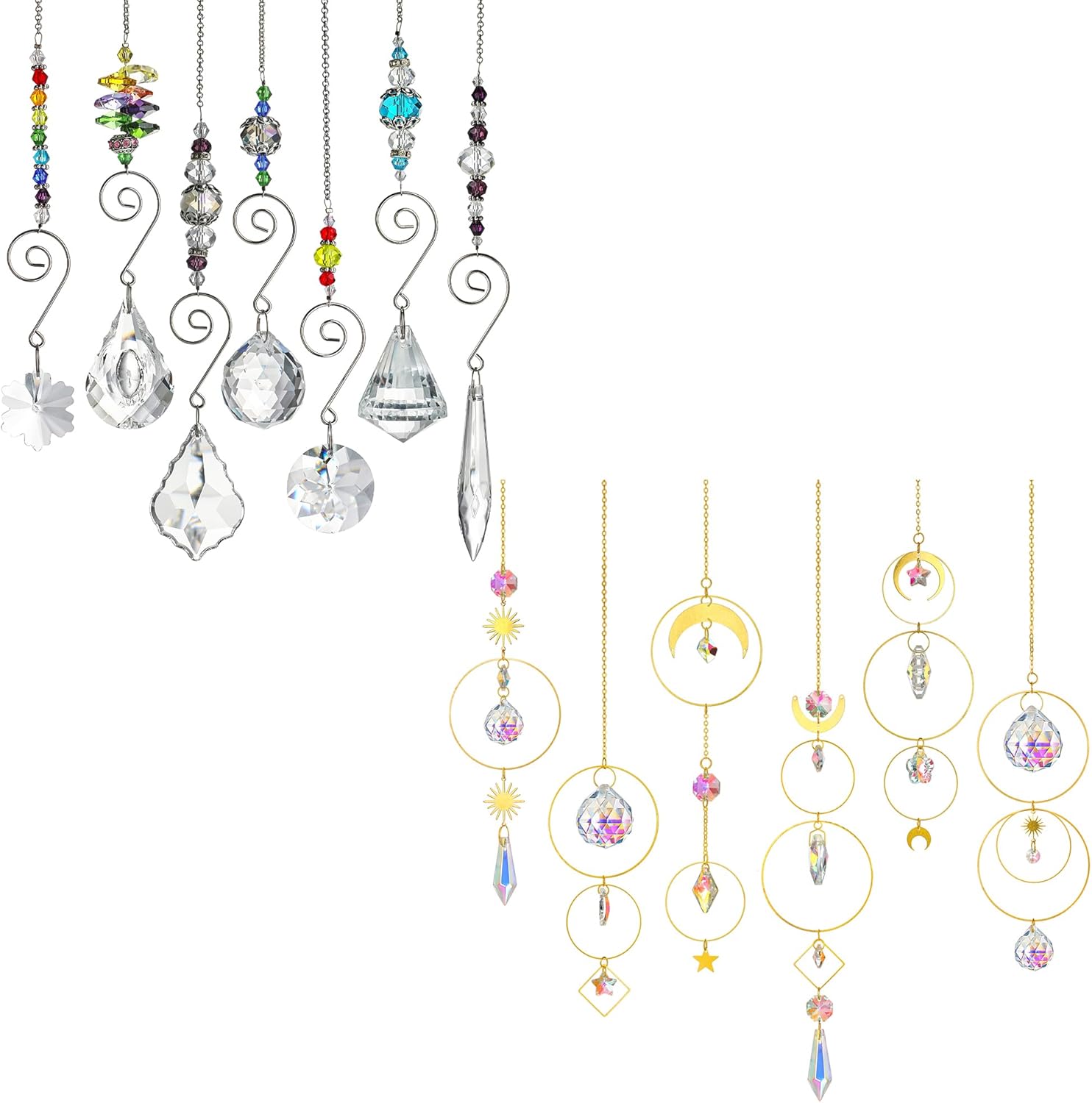 H&D HYALINE & DORA Set 7 Crystal Rainbow Suncatcher and Set of 6 Colorful Crystals Suncatcher