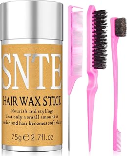 SamnyteSNTE Hair Wax Stick & Slick Back Edge Brush Set - Frizz Control Flyaway Tamer for Women Kids Teens, Non-Greasy Sleek Ponytails Buns Styling Kit