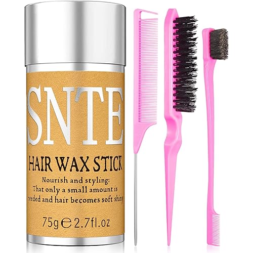 Hair Wax Stick Slick Back Hair Brush Set – Flyaway Control for Women, Kids & Men, Smooth Frizz, Defined Edges, Creates Sleek Ponytails & Buns – Styling Accessories & Stocking Stuffers for Teen Girls
