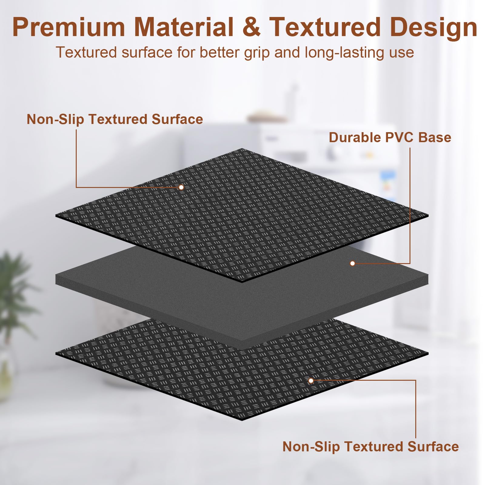 Tapis anti-vibrations pour machine à laver - 60 x 60 cm - Antidérapant en PVC - Absorbe les chocs - Imperméable et stable - Pour sèche-linge et appareils ménagers
