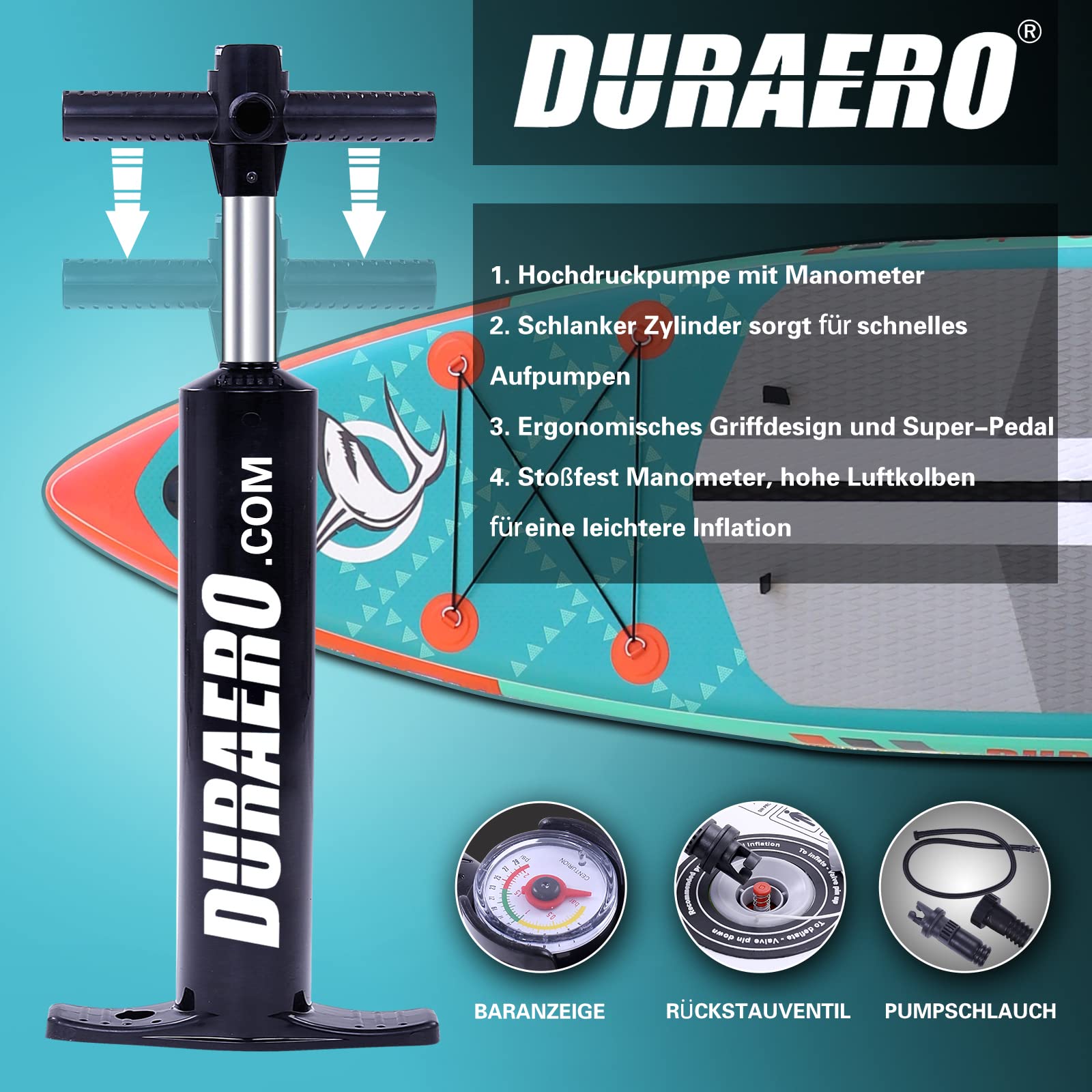 Nadmuchiwana deska SUP zestaw Stand Up Paddle Board Premium deska surfingowa z siedziskiem kajakowym, podwójne wiosło i kompletne akcesoria, 305 x 76 x 15 cm