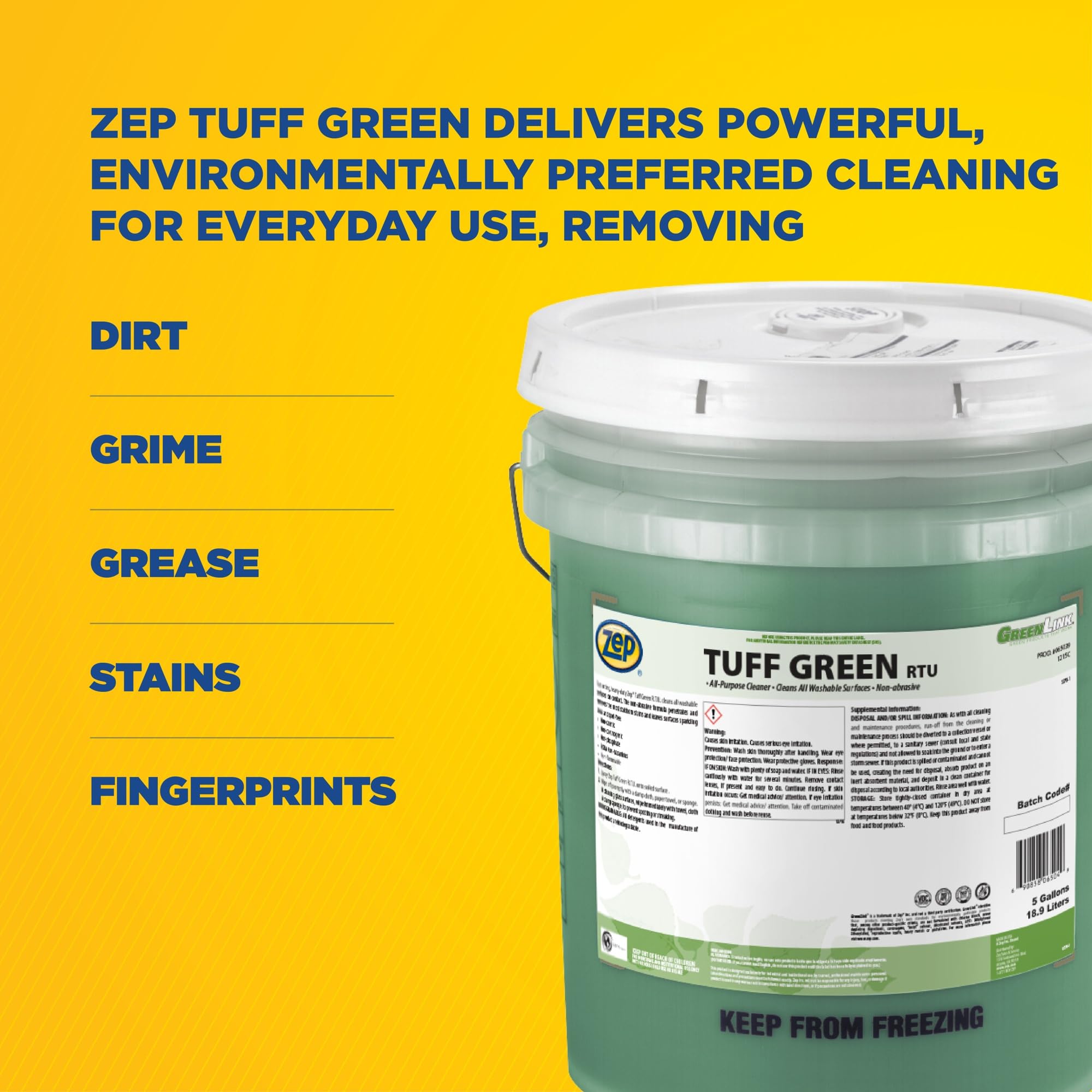 Amazon.com: Zep Tuff Green RTU All-Purpose Cleaner - 5 Gallon