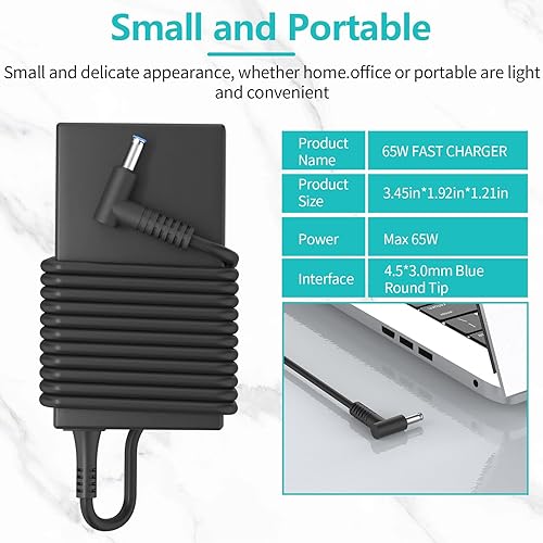 Miniatura 7 de 65W 45W AC Charger Compatible with HP Elitebook Series Probook 430 440 450 455 470 640 650 G3 G4 G5 G6 G7 G8 PPP009A PPP009C 19.5V 3.33A Laptop