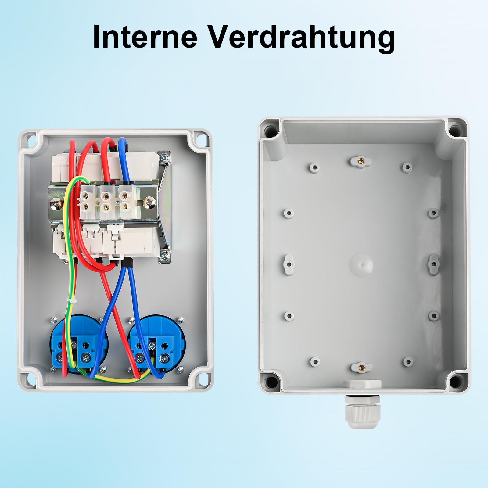 TEOV Coffret Électrique de Chantier Mural, 4 Prises 230V Pré-câblé avec 4 Disjoncteurs LS, IP65 Étanche, Répartiteur de Courant Robuste pour intérieur/extérieur Atelier, Chantier et Extérieur