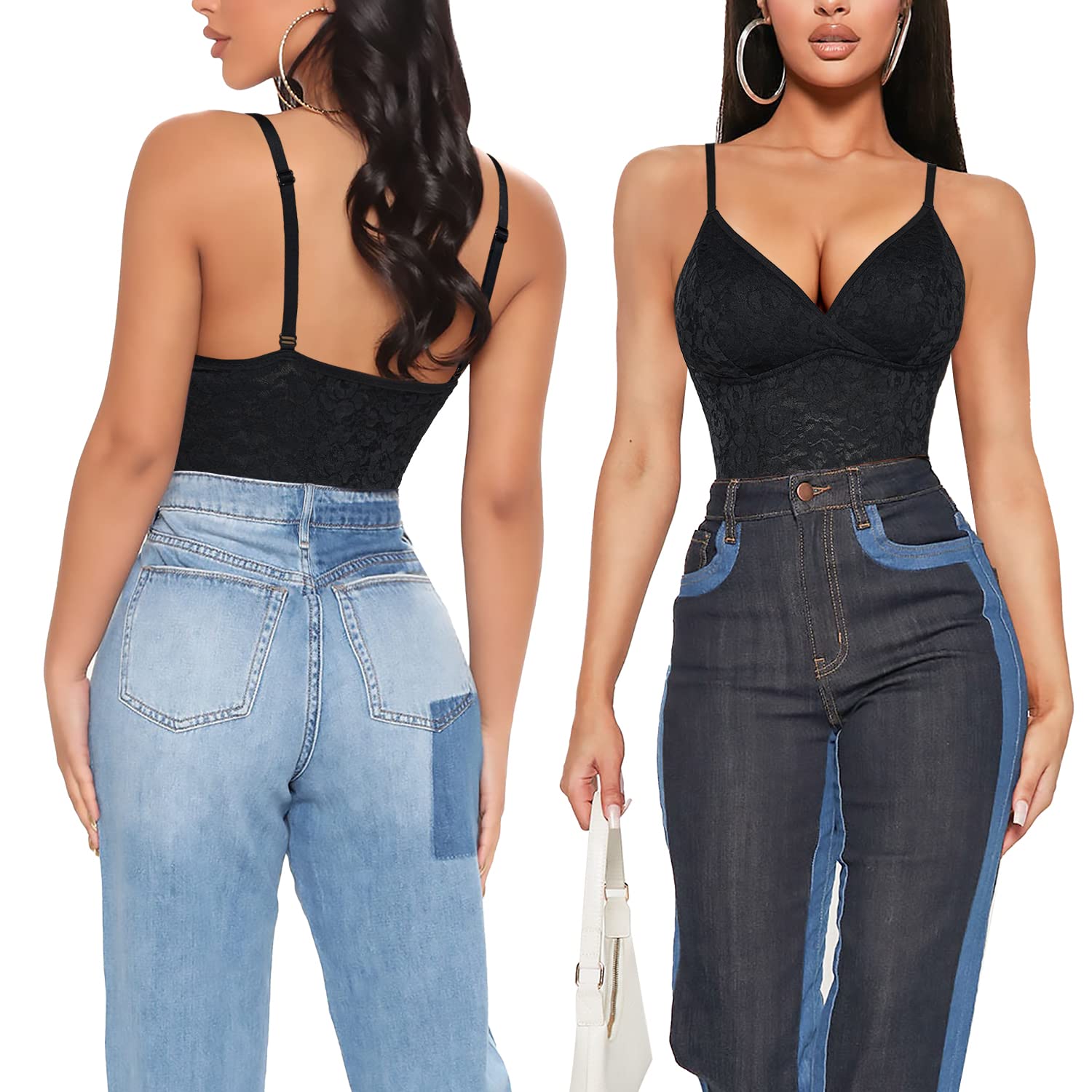 Bafully Shapewear Donna Body contenitivo modellante Intimo Snellente Pancera Contenitiva Dimagrante Shaper con scollo a V Sexy