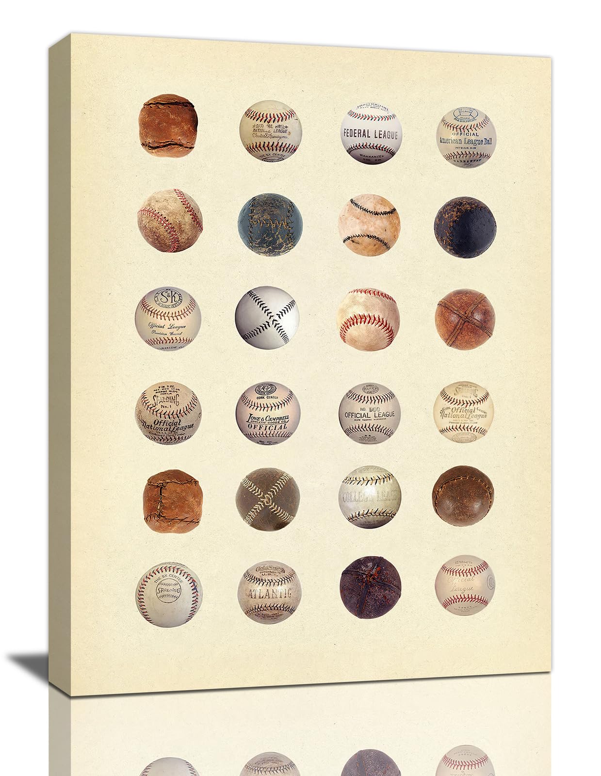 Tourrest Baseball Pictures Wall Art Vintage Baseball Poster History of Baseball Canvas Prints Painting Retro Sports Wall Decor for Boys Men Framed Artwork for Boy's Room Bedroom 12"x16"