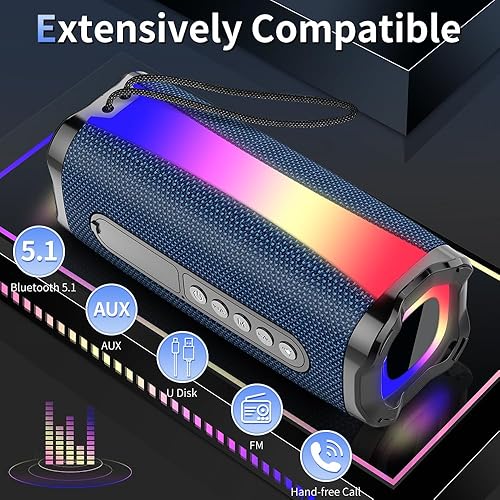 Miniatura 3 de neza Altavoz Bluetooth portátil, altavoz inalámbrico de sonido estéreo HD de 20 W, altavoces Bluetooth de 18 horas de reproducción con luces