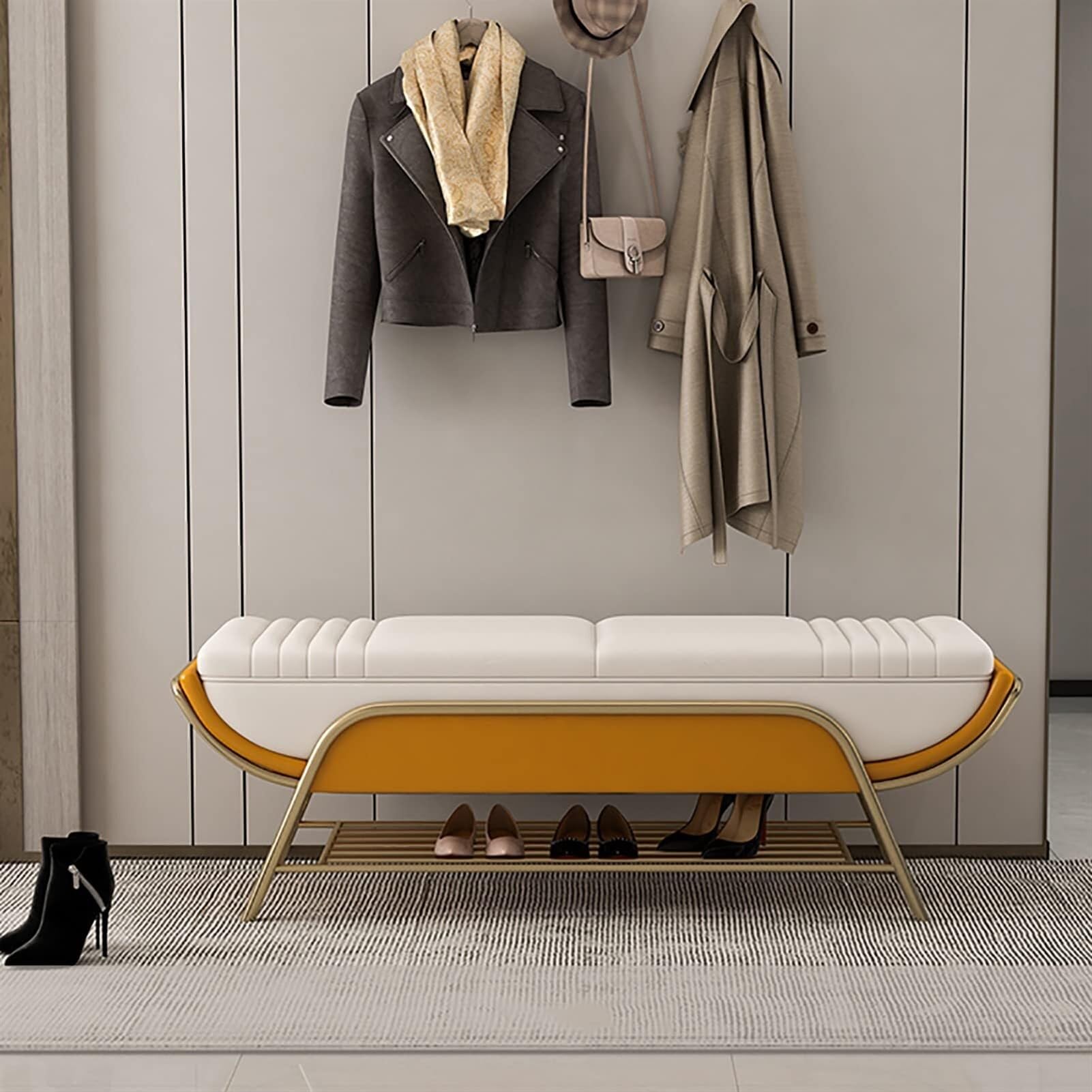 Taburete decorativo para sala de estar en cuero elegante ideal para recibir visitas con confort