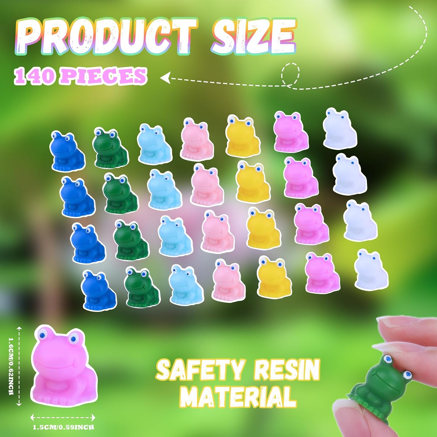 140 Pcs Resin Mini Frogs Mini Frog Figurines Cute Miniature Figurines Fairy Outdoor Moss Ornaments Landscape Figurines Garden DIY Ornament Accessories for Indoor Outdoor
