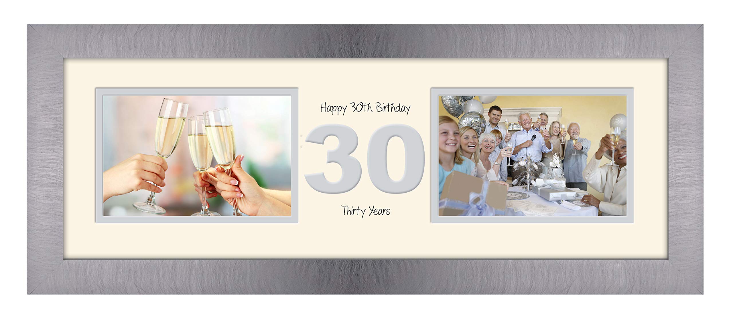 Photos In A Word Brushed Silver Finish Frame Cream Mount Grey Inside 30Th Birthday Photo Frame Thirtieth Gift Takes Two 6”X4” Landscape Photos 1223A (Brushed Silver Finish Frame Cream Mount Grey Inside)