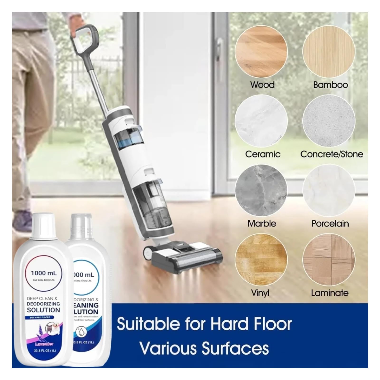 Pack De 2 Soluciones De Limpieza Para Suelos 1L, Recarga De Detergente, Compatible Con Tineco Floor One S7 S6 S5 S3 Todas Las Series Los Aspiradores Húmedo-secos