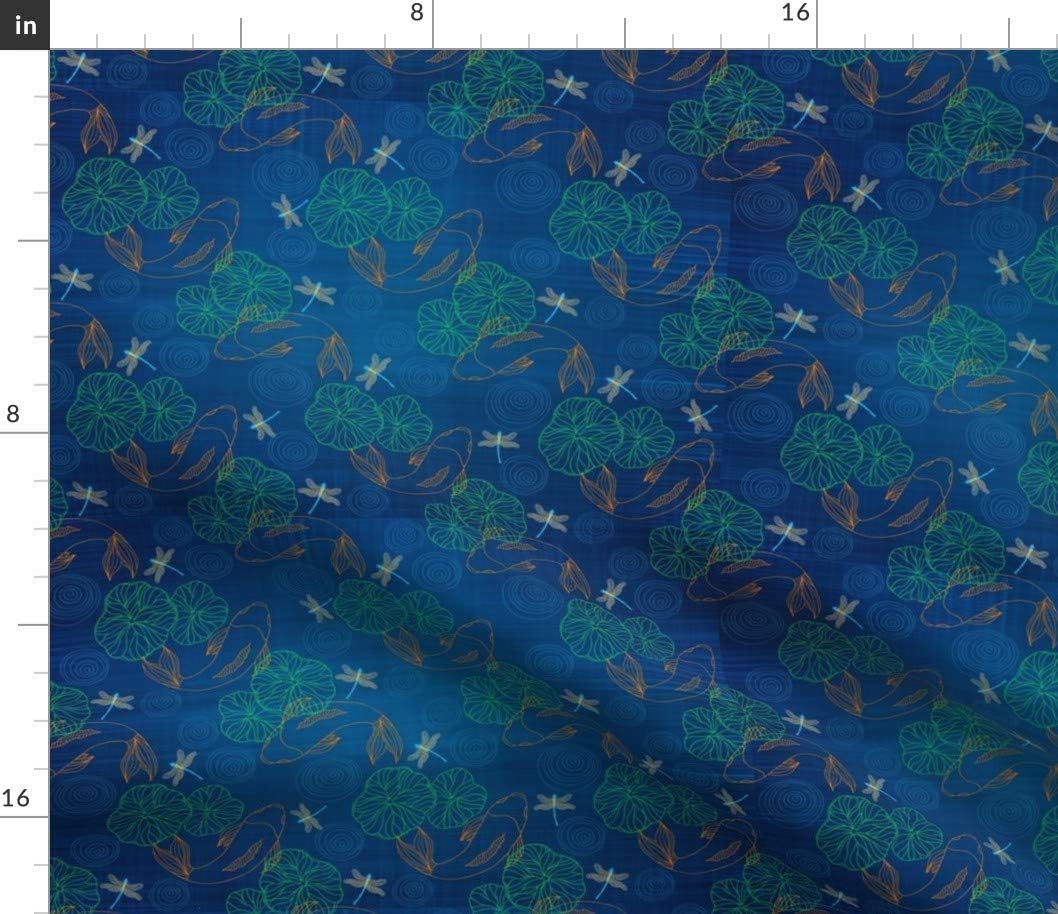 Spoonflower Fabric - Koi Pond Carp Japanese Dragonfly Printed on Petal Signature Cotton Fabric by The Yard - Sewing Quilting Apparel Crafts Decor