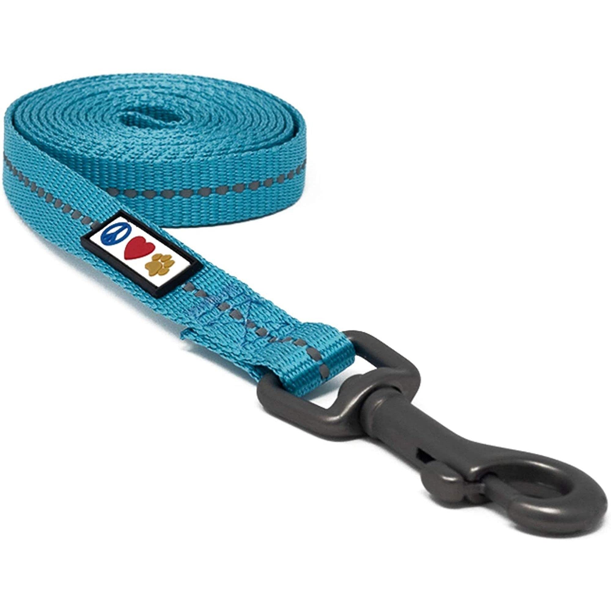 Pawtitas 6 FT Recycled Dog Leash with Reflective Stitched Thread Stitched on Side| Medium Reflective Dog Leash Made from Plastic Bottles Collected from Oceans – Teal 6 ft Dog Leash
