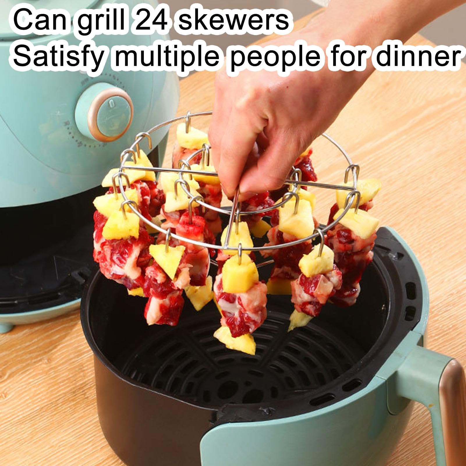 Air Fryer Grill Rack, Vertical Stainless Steel Cooking Rack, Multi Layer Bacon Chicken Holder, Durable Non Stick Food Preparation Accessory for BBQ Kitchen Use