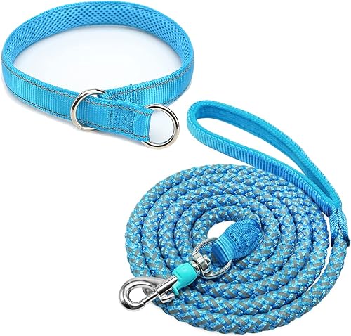 Correa reflectante para perro de 6 pies + collar reflectante para perro