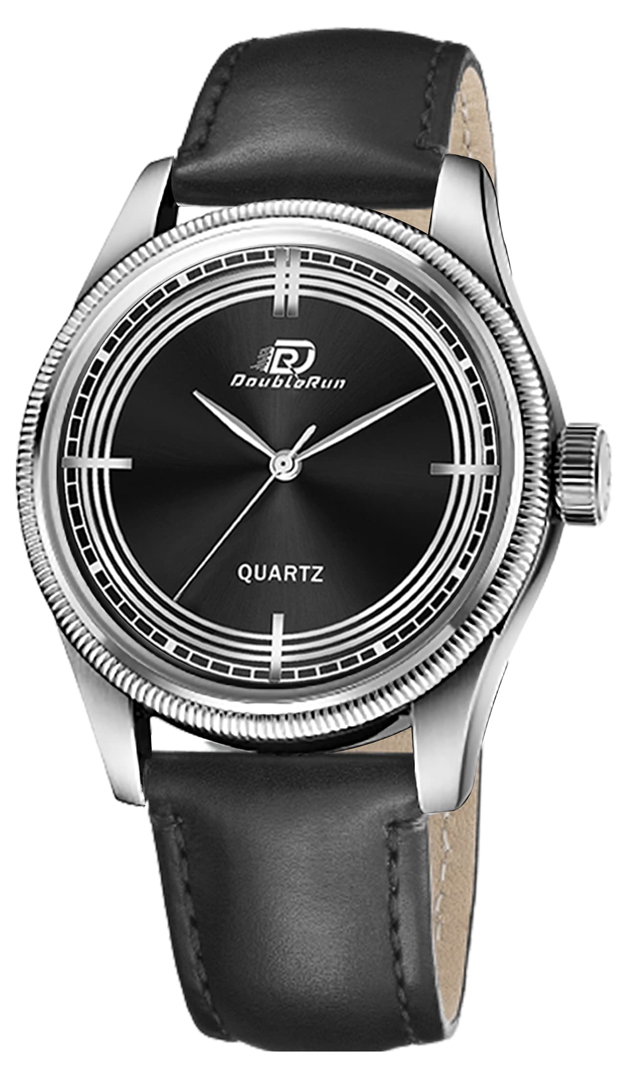 Doublerun Uniction Design Leather Strap Analog Watch - for Men (Black) (B09BYYQN6T) Amazon Price History, Amazon Price Tracker