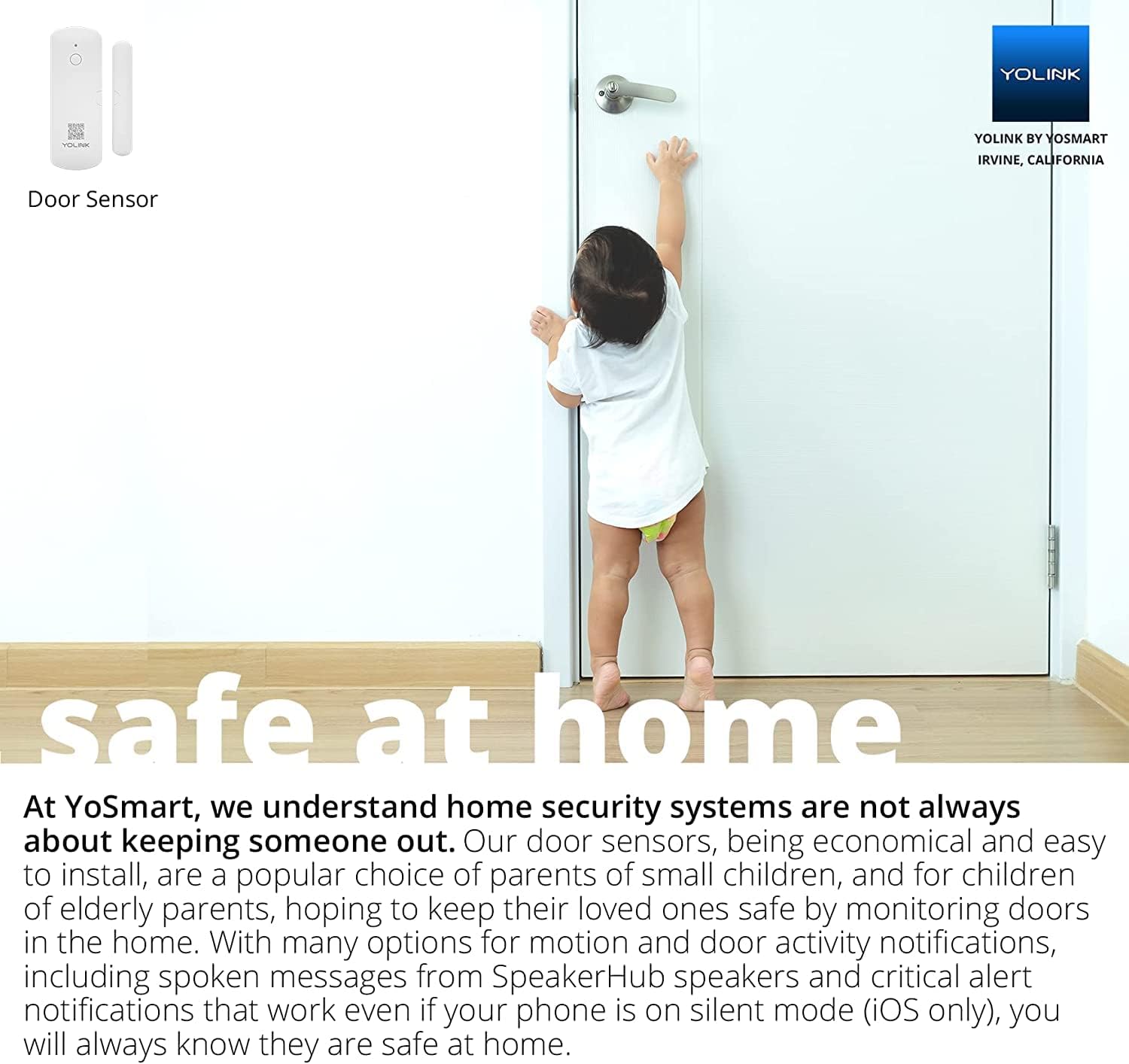 YoLink LoRa Smart Door Sensor Starter Kit: SpeakerHub Audio Hub & Door Sensor - Up to 1/4 Mile Range, Door Left-Open Reminders, up to 5 Year Batteries, Alexa, IFTTT, Home Assistant (2.4GHz WiFi Reqd)