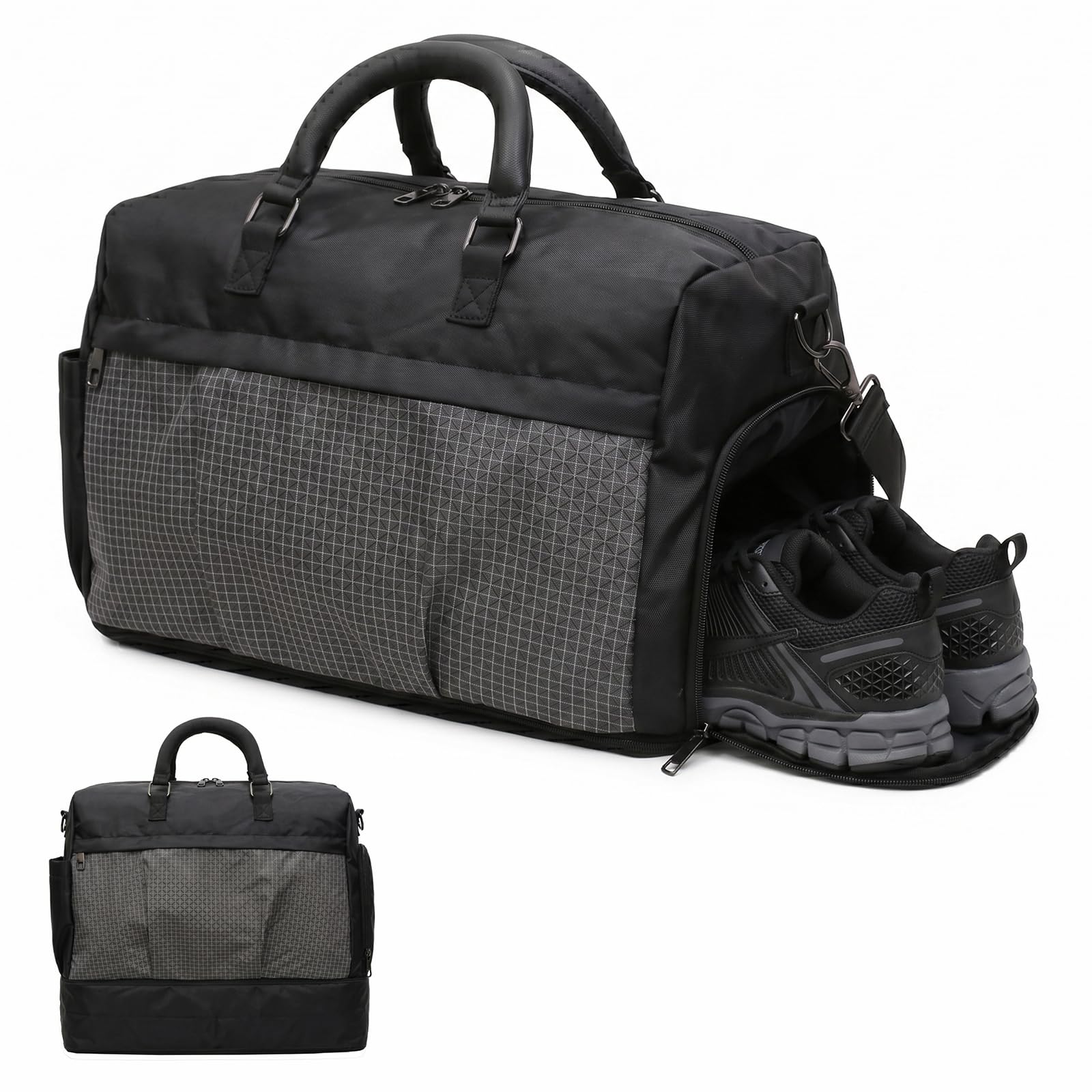 HAWILAND Gym Bag for Men & Women, Travel Duffle Bag with Shoe Compartment & Wet Pocket, Sports Duffle Bag Weekend Overnight Carry-on Bag, Black