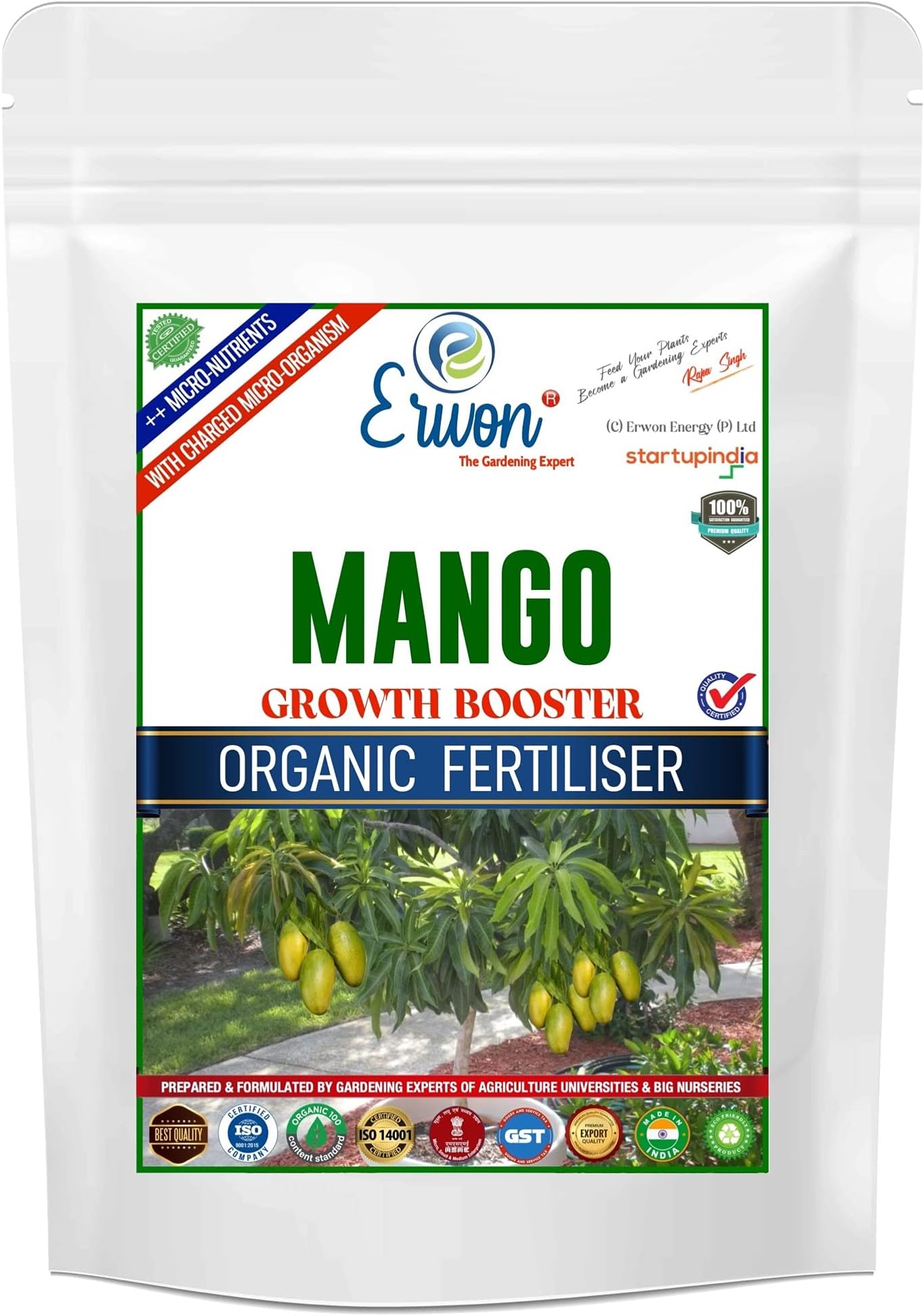 Erwon Mango Growth Booster, Premium Essential Powerful Organic Fertilizer For Overall Growth Of Mango Plants, With Charged Micro-Organism And ++ Micronutrients (400 Gm), Powder
