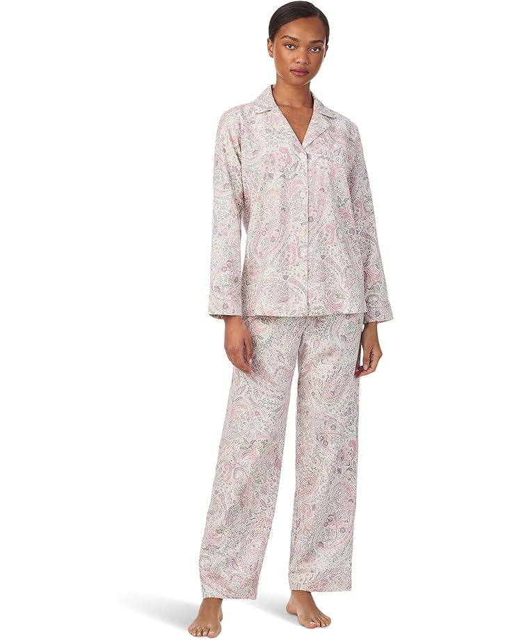 Lauren Ralph Lauren Woven Long Sleeve Notch Collar Long Pant Pajama Set - Main View
