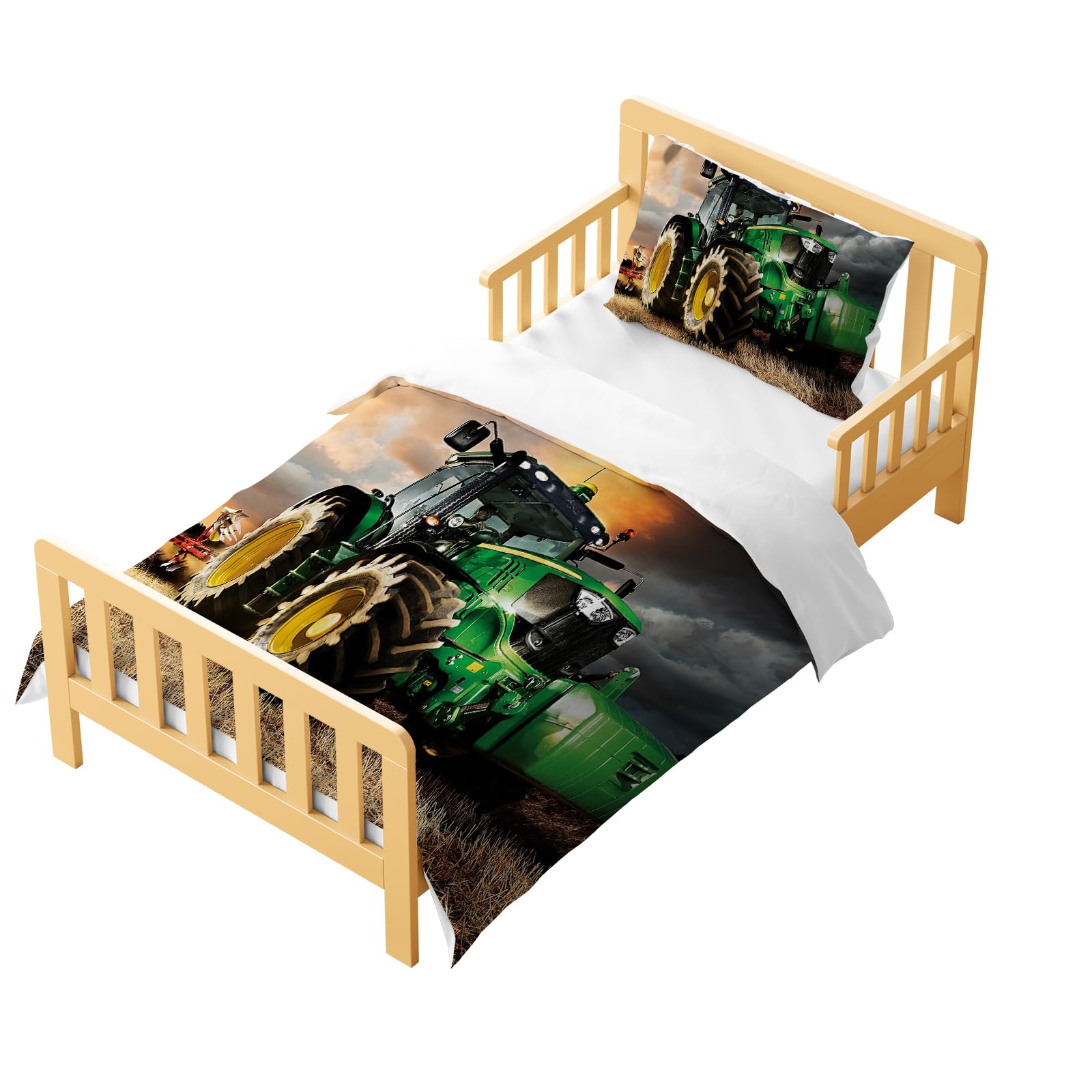 Housse de couette tracteur à fermeture éclair pour lit enfant 90x190