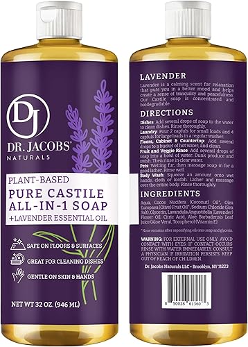 Miniatura 2 de Dr. Jacobs Naturals Lavender Castile Limpiador y jabón todo en uno, fórmula eficaz a base de plantas para la limpieza de la casa. Ecológico para los