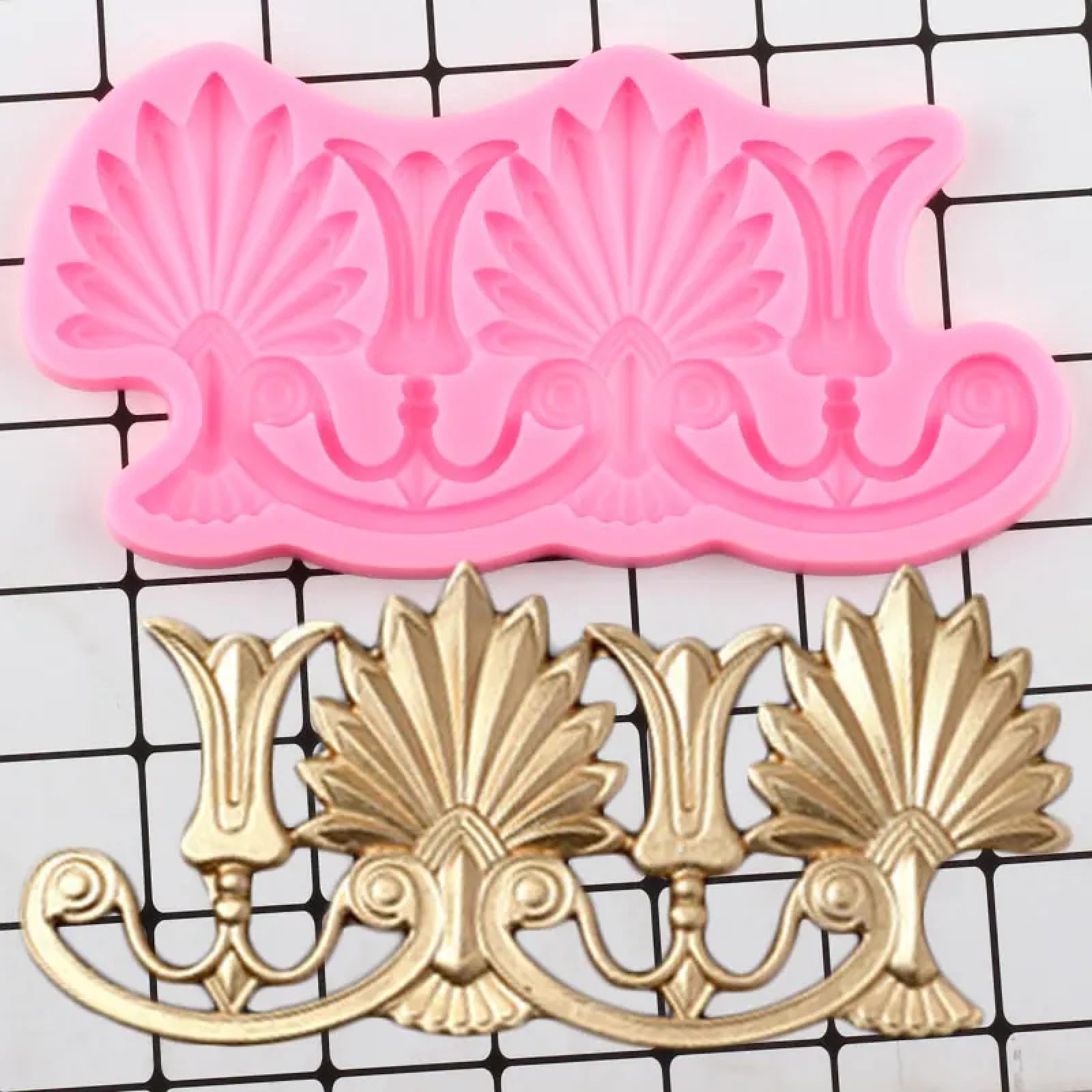 Moldes de silicona para cupcakes, 21 x 10,4 cm, diseño barroco de relieve, moldes de silicona para flores, cupcakes, fondant, pasteles, herramientas de decoración de dulces, arcilla y chocolate