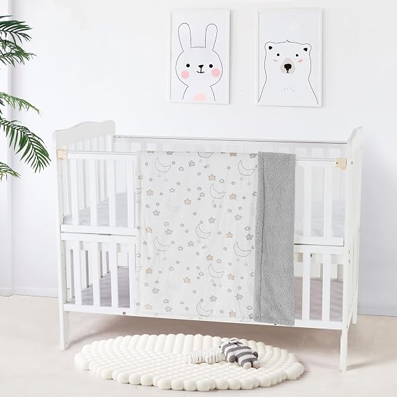 CREVENT Set for Newborns - Nappy Basket with 2 Blankets 1 Taggie 1 Lovey 3 Socks 1 Gift Bag with Bow - Welcome Essential Gift Set (Neutral)