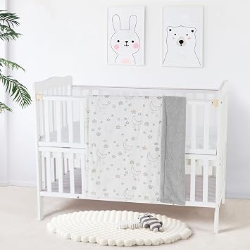 CREVENT Set for Newborns - Nappy Basket with 2 Blankets 1 Taggie 1 Lovey 3 Socks 1 Gift Bag with Bow - Welcome Essential Gift Set (Neutral)