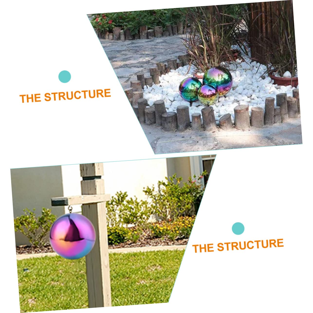 Gatuida Sfere Decorative da Giardino in Acciaio Inossidabile, 3 Pezzi, Finitura a Specchio, Riflettono la Luce, per Giardino e Ufficio