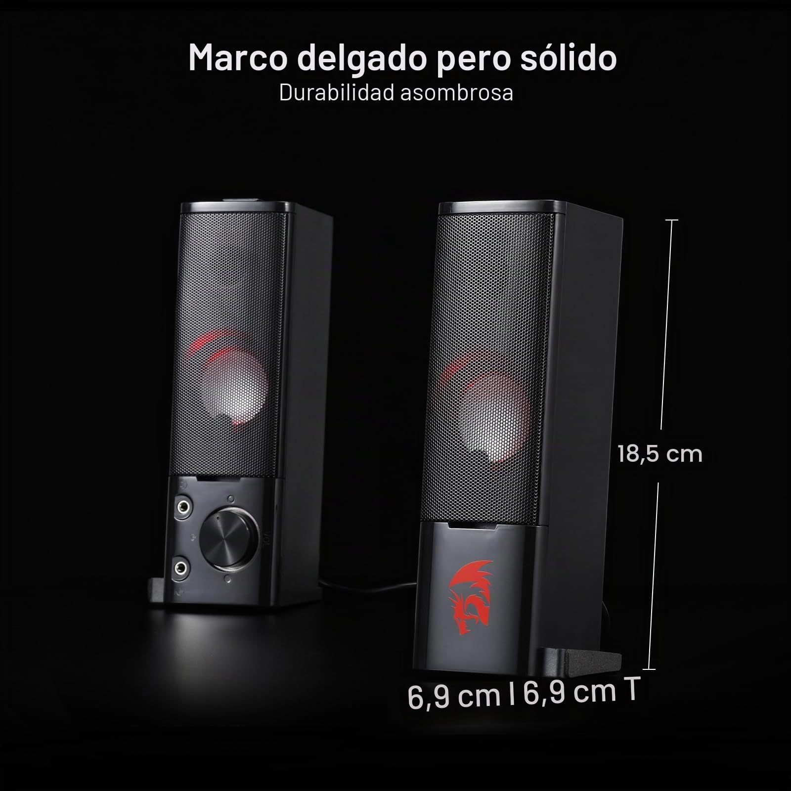 Redragon GS550 ORPHEUS Gaming Speakers, barra de sonido estéreo de escritorio con tamaño compacto, graves de calidad, retroiluminada en rojo, alimentación por USB