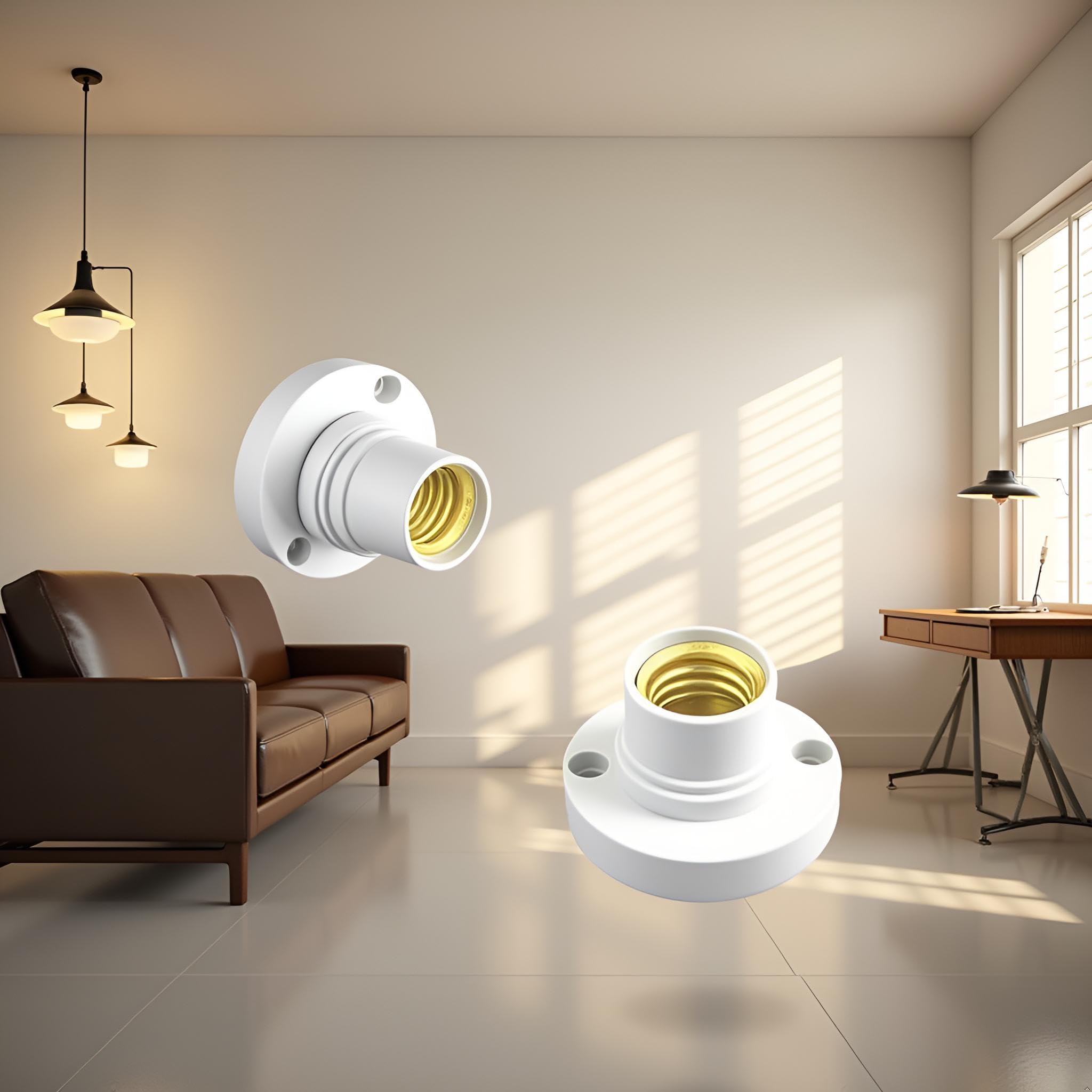 Yjemle 2Pcs White 2 X E14 Lamp Holder Bulb Socket LED Plastic Ceiling Holder Socket, Lamps, Bases and Shades Lamp Bases - Image 4