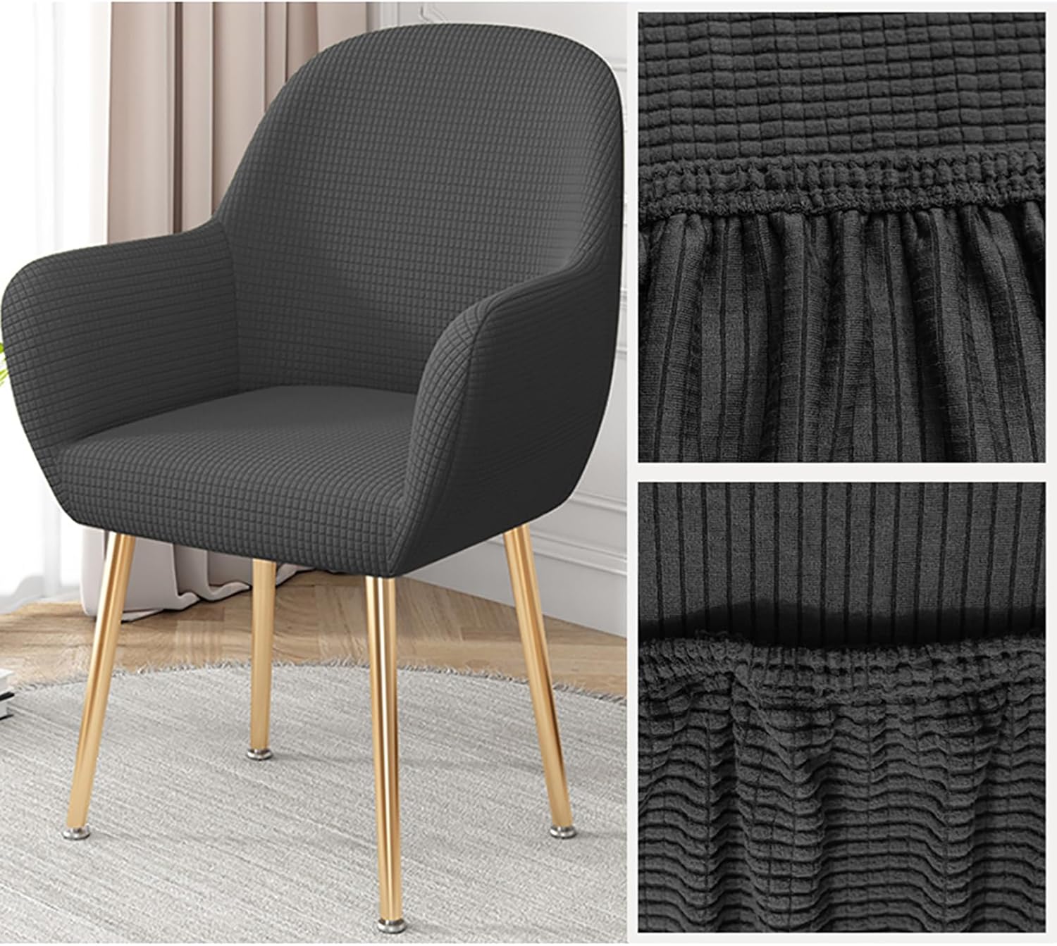 Curved Back Chair Covers for Dining Chairs Set of 2/4/6, Restaurant Chair Cover Dining Room Chair Covers, Armchair Cover Soft Seat Cover Protector, Office Stool Chair