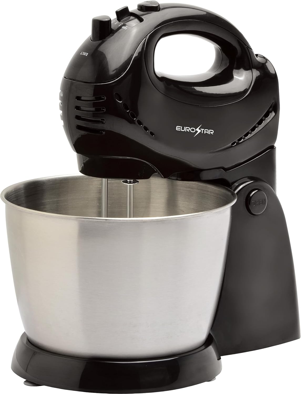 EUROSTAR ESM900BC, 200W 3QT 5Speed Stand/Hand Mixer, Black