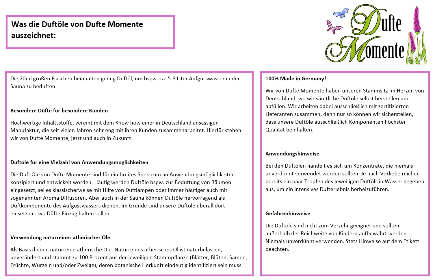 Dufte Momente | 13 x 20ml Duftöl | mit naturreinen ätherischen Ölen | für Duftlampe Diffusor Sauna Raumbeduftung und mehr | vegan und ohne Tierversuche