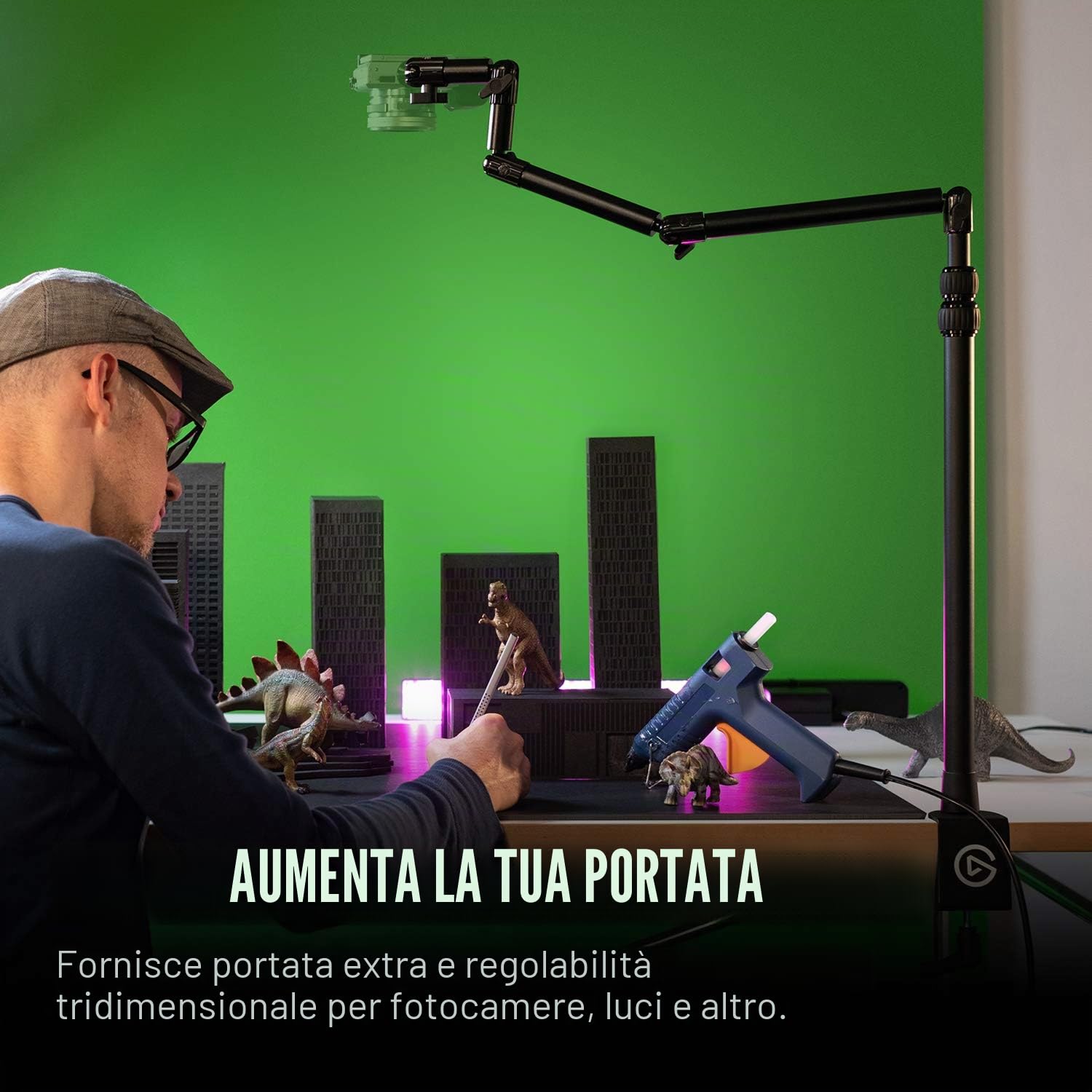 Elgato Flex Arm L, braccio articolato a 4 sezioni di alta qualità fissare e regolare facilmente luci, fotocamere e microfoni, per streaming, videoconferenze e studi, richiede Multi Mount Essential