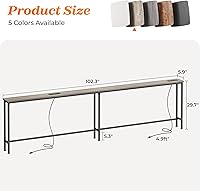 Vista 3 de SUPERJARE - Mesa de sofá con 2 tomas de corriente y puertos USB-C, mesa consola estrecha de 5.9 pulgadas con almacenamiento, extralarga, para Roble