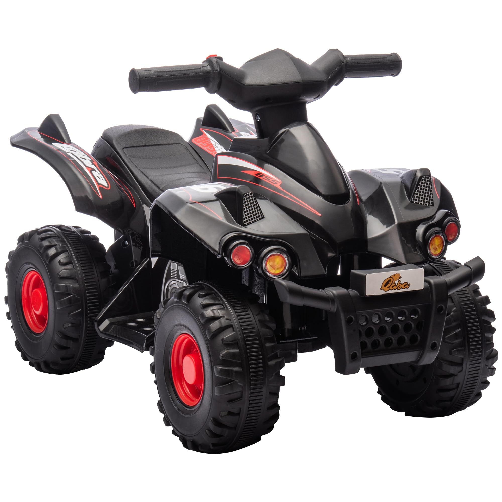 Qaba Kids ATV, 6V 4 Wheeler Kids Quad Car, Battery Powered Electric Ride on Toy with Music for Boys & Girls Ages 2-6 Years, Black