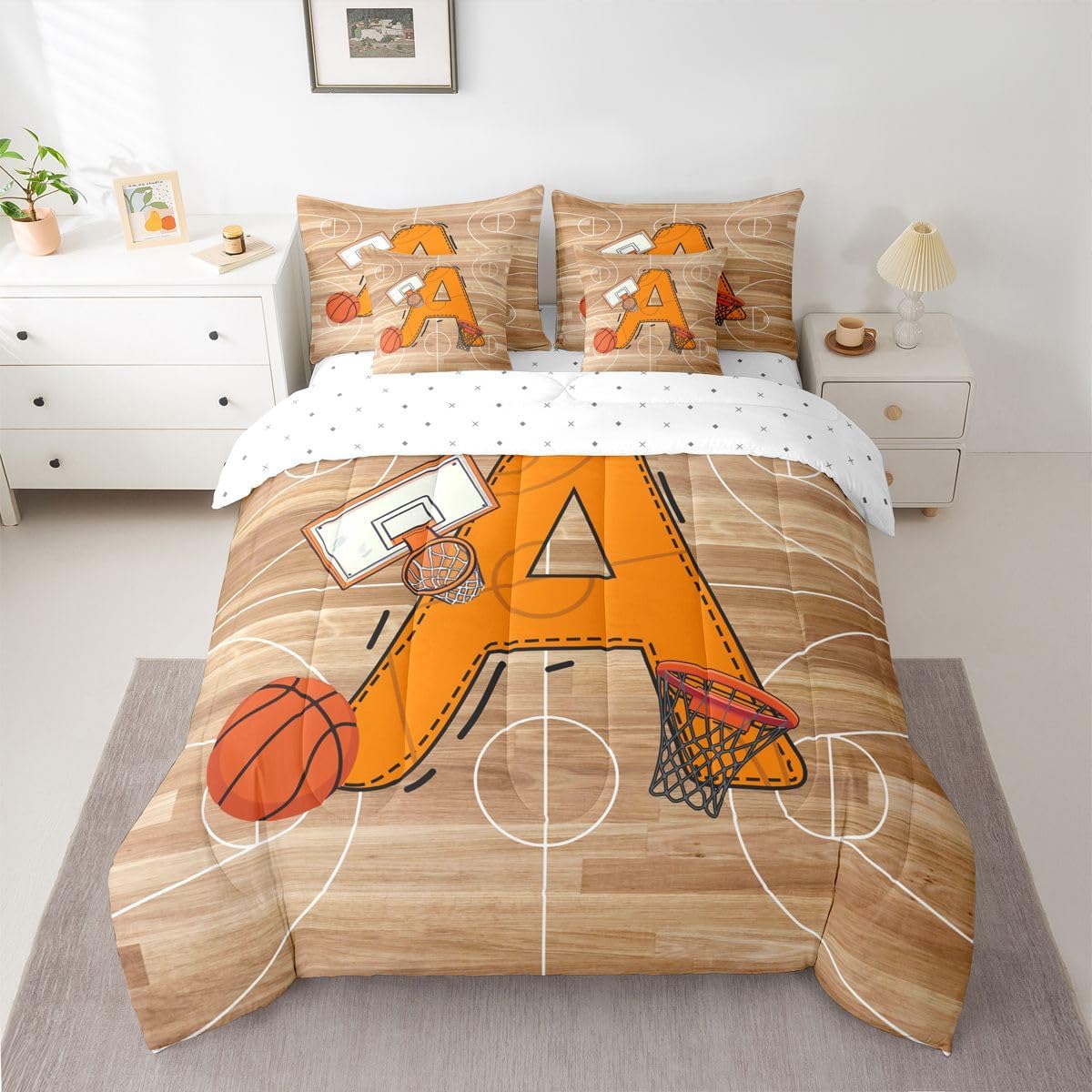 jejeloiu Basketball Comforter Set with Sheets 7 Piece Queen Size image 2