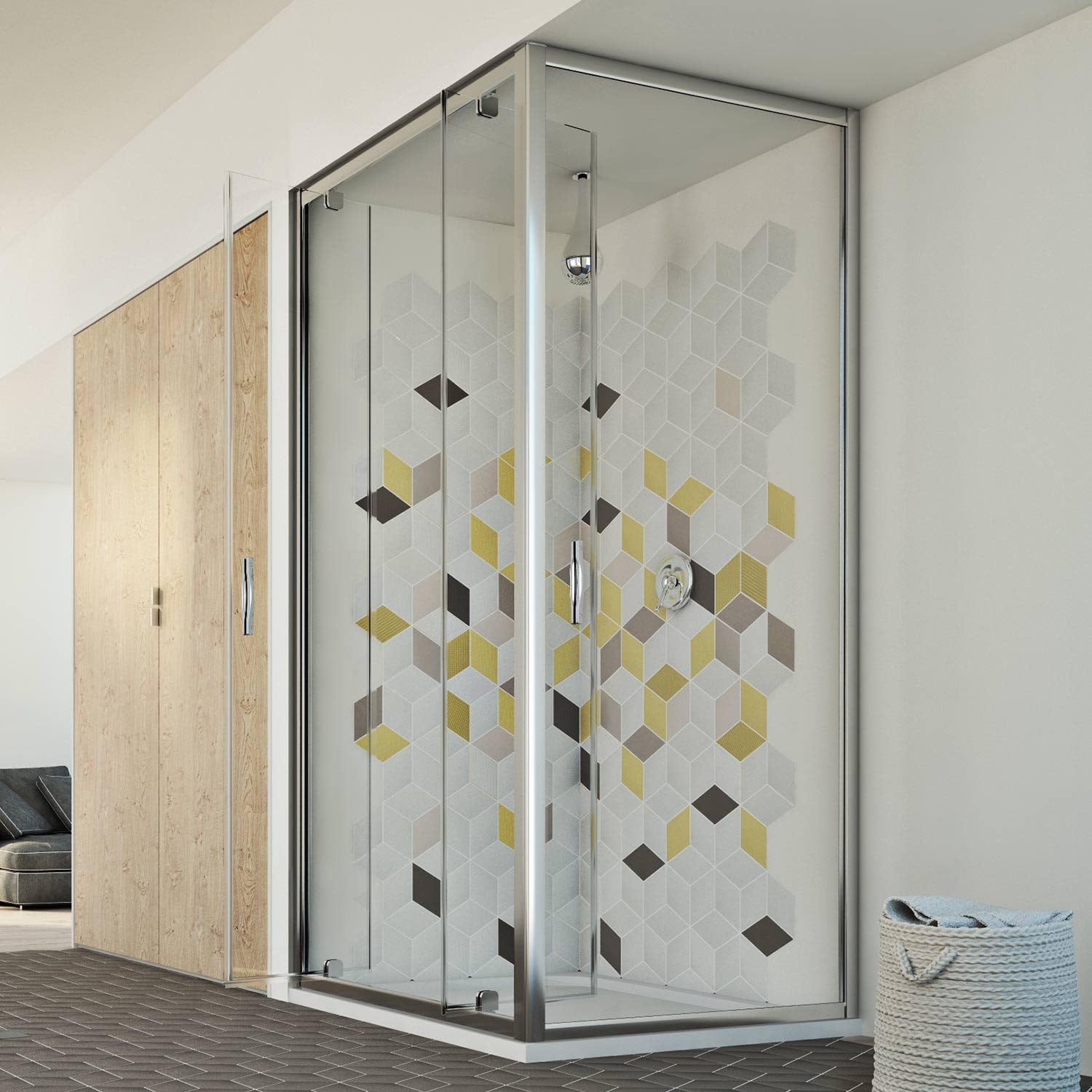 Idralite Mampara de Ducha 80x120 Ap. 120 CM H198 Vidrio Transparente Mod. Cristal Duo 2 Hojas