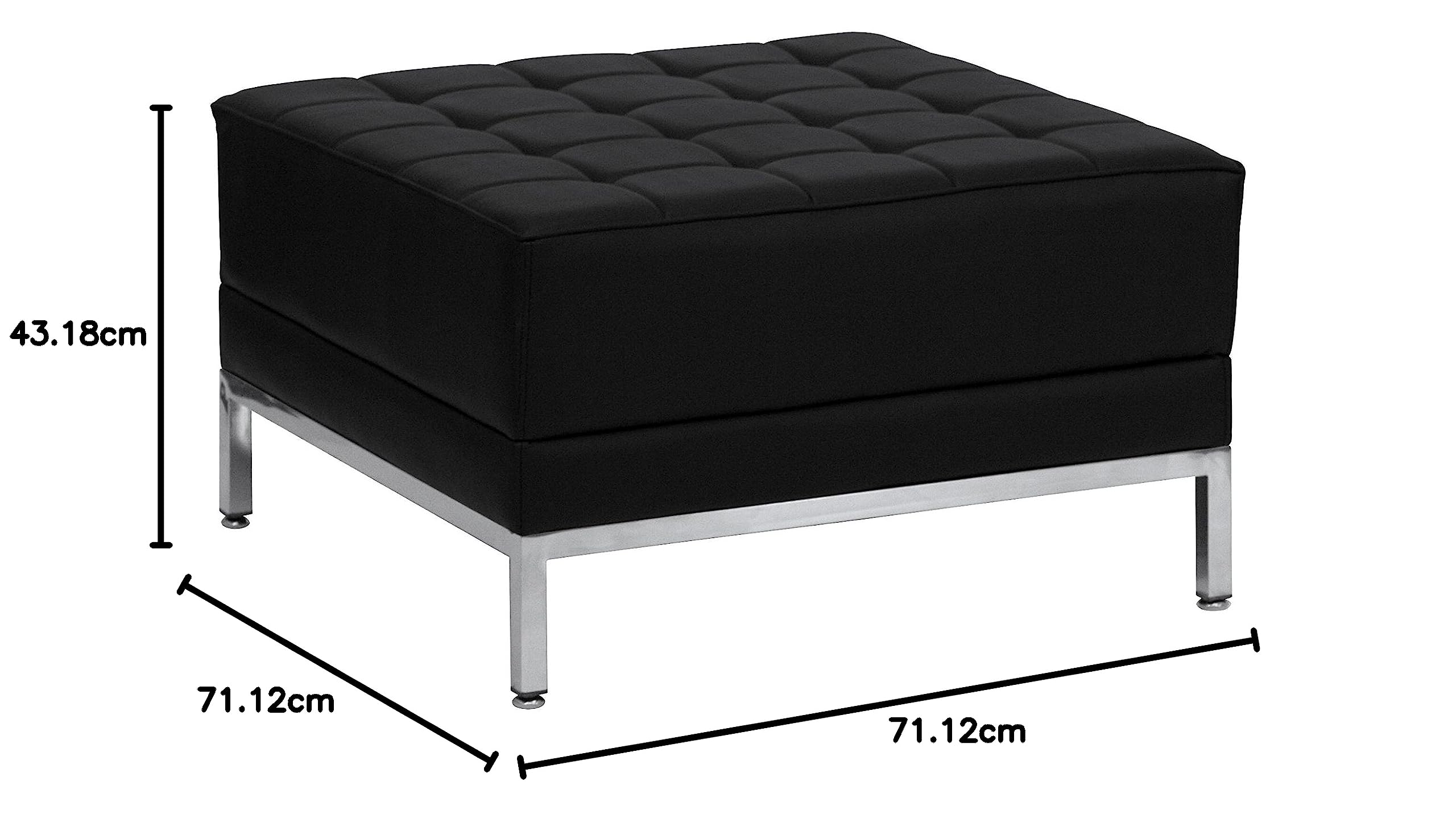 Flash Muebles Hercules imaginación Serie Piel Otomano, Negro, 28" D x 28" W x 17" H